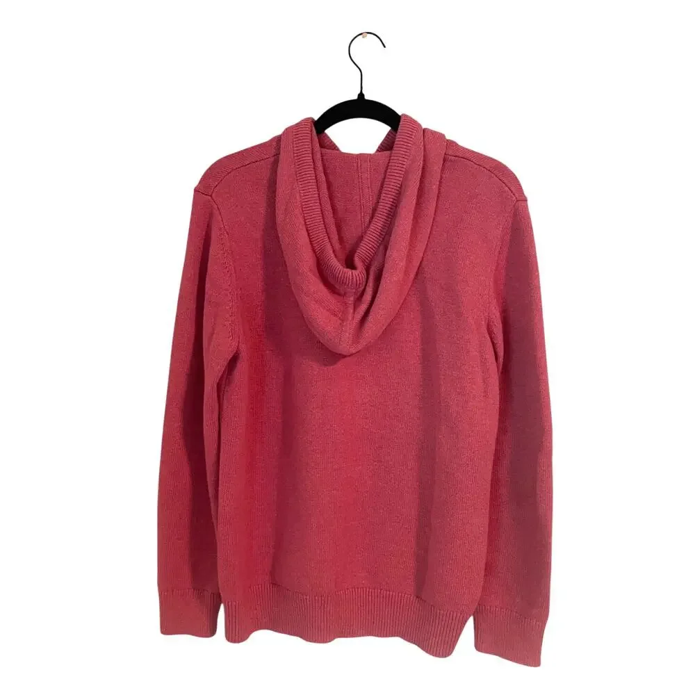 L.L. Bean Pink Cotton Cashmere Hoodie Sweater Soft Knit Pullover Coastal Prep-S